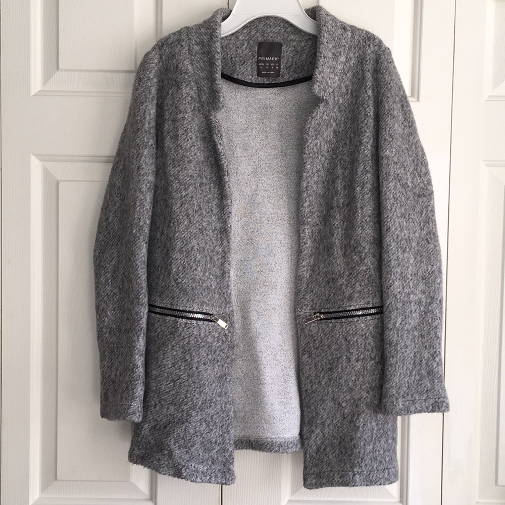 Primark Light Heather Gray Coat w/ Zipper Pockets